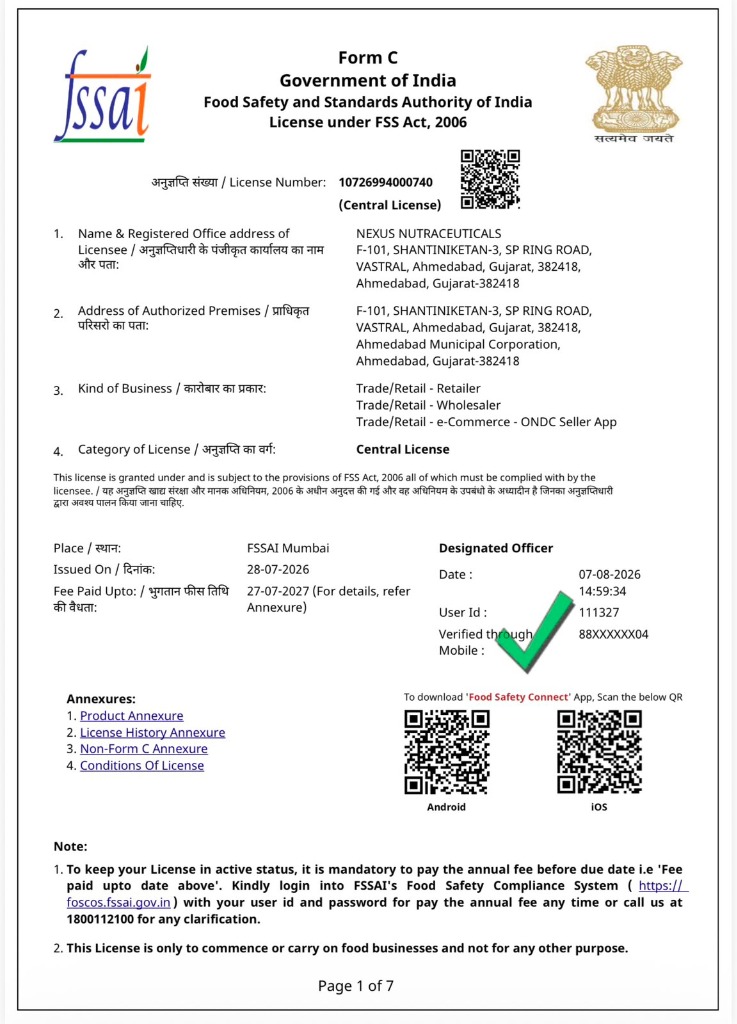 FSSAI License Certificate Preview